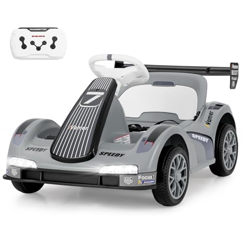 OLAKIDS Electric Go Kart for Kids, 6V Battery Powered Drift Kart with Remote Control, Power Display, Bluetooth, Story, Music, 3-Point Safety Belt, Crazy Cart for Boys Girls Aged 3+ (Gray) - image 1