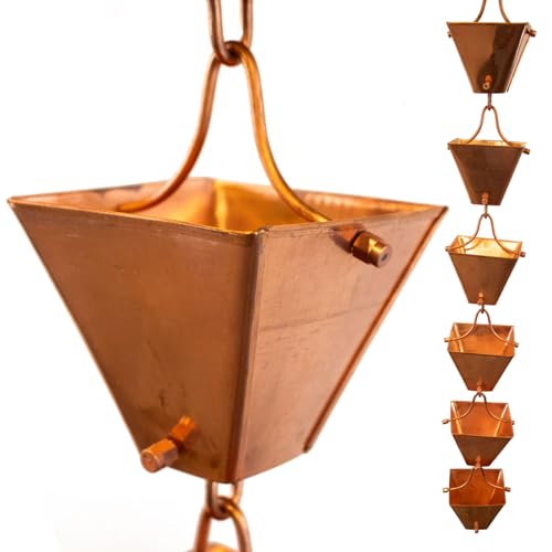 Nutshell Stores Medium Square Cups Rain Chain - Copper - 14 Feet