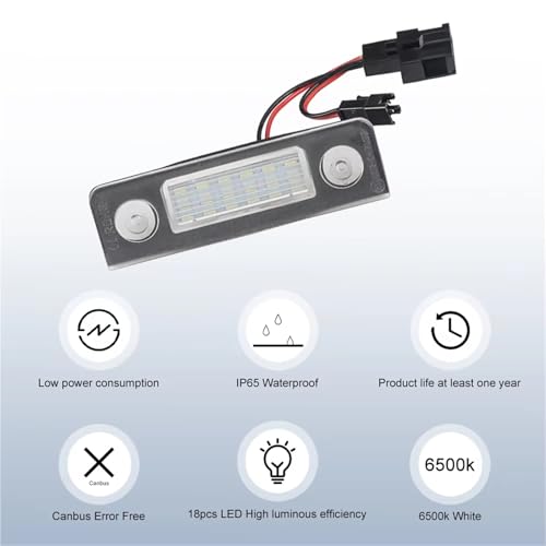 Luces de matrícula LED 6500K blancas para Skoda Octavia II Facelift 2009-2012 4