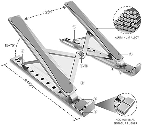 Alloy Model Six Gears Adjustable Lifting Folding Portable Desktop Cooling Computer Stand for Laptop for Notebook