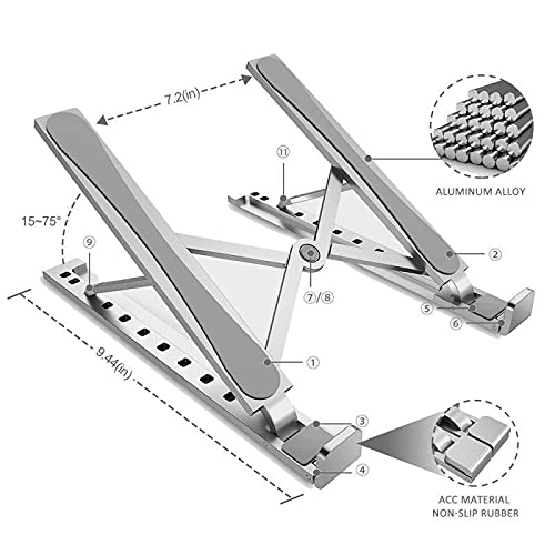 Soporte portátil metálico ajustable plegable para laptop miniatura 6
