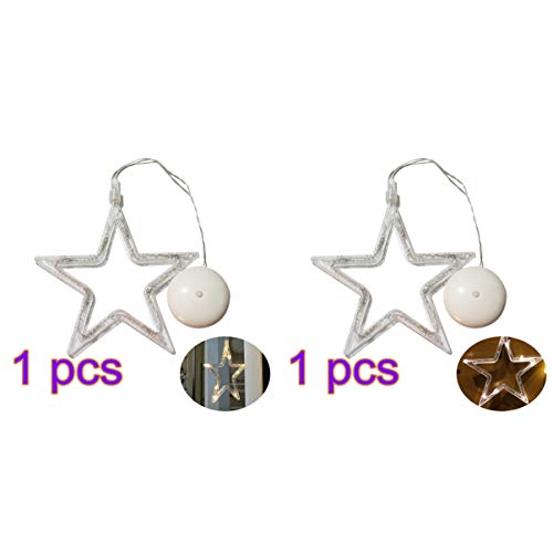 Preisvergleich Produktbild Minkissy Weihnachtsbeleuchtung starten Fenster Licht mit Saugnapf 8 geführt Batterie hängt betrieben Fenster für Weihnachten Parteidekoration (reines weißes Licht und warmes weißes Licht) hingen Dekor