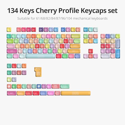 Image of Guffercty kred 134 Keys MOA Profile Cute Keycaps, Candy Bears Keyboard Keycaps with Rounded Edges Cloud-Like Typing Feel for Mechanical Keyboard (MOA-Candy Bears)