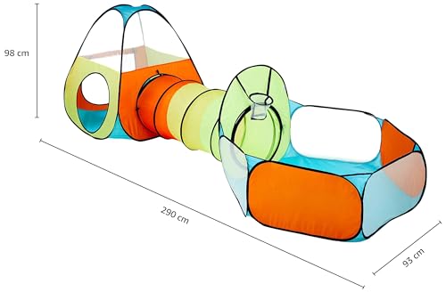 Amazon Brand - Jam & Honey Theme 3 in 1 Combo Tunnel | Tunnel, Play Tent House, Ball Pool for Kids 3 to 6 Years | Spacious, Lightweight and Portable | Without Balls | Multi Colour