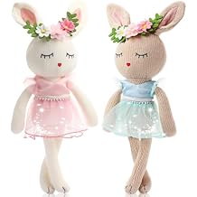 Meooeck 2-piece 16 Inch Bunny Ballerina Doll - Cute Soft Bunny Stuffed Animal Knitted Ballerina Toy, 2 Colors