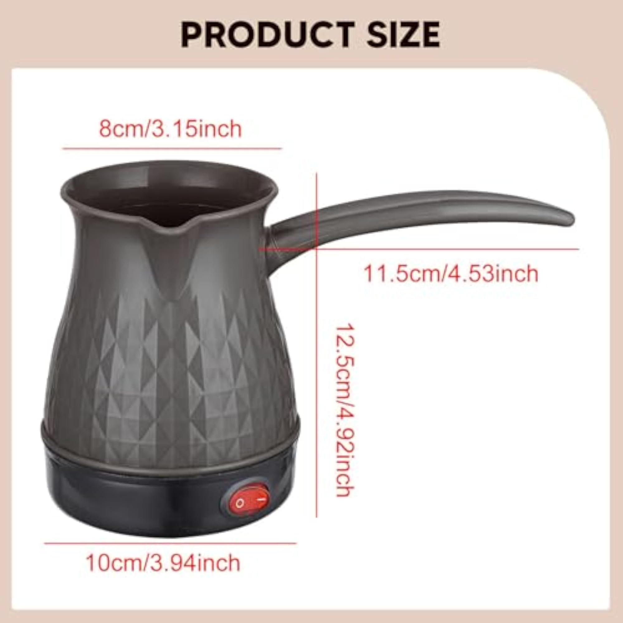 Electric Turkish Coffee Pot with Fast Brewing, Gray