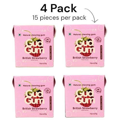 Image of Gud Gum Natural, Plastic Free Chewing Gum Strawberry Flavour No Added Artificial Colours, Flavors & Sweeteners