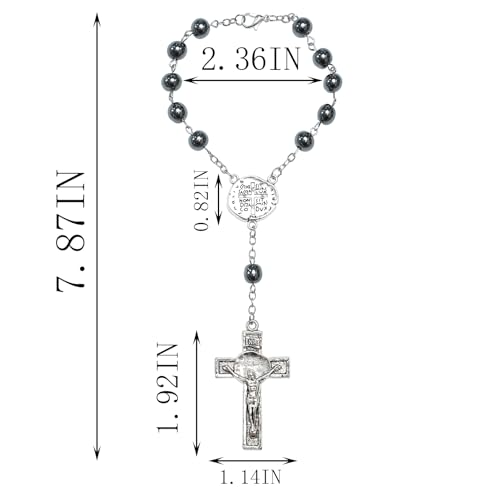 lulucross Decade Auto Rosary for Rear View Mirror, Catholic Bracelet Religious Gift