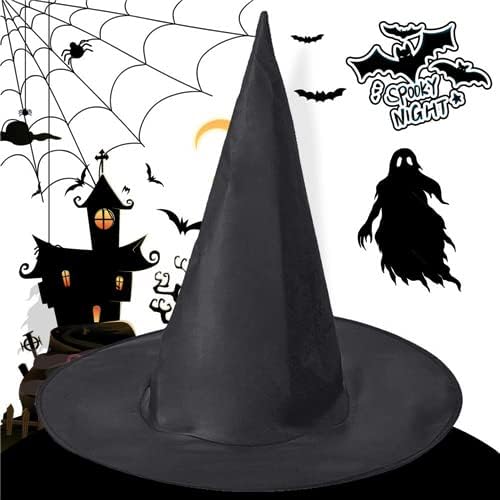 6 PCS Halloween Witch Hat Cap Costume Accessory for Hanging Witch Hats Decoration or Halloween Party Black, 14.5x13.4 inch