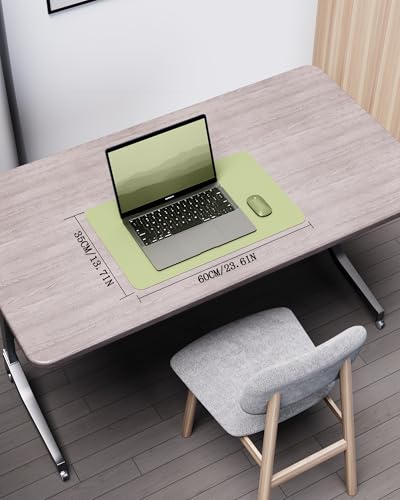 Image of YSAGi Double-Sided Desk Mat, 23.6 inchx13.7 inch Leather & Eco Cork Desk Protector, Large Mouse Pad & Writing Pad for Office /Home (Matcha Green /Cork)