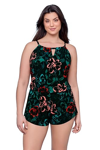 Aqua Green Women's Keyhole Blouson Romper, Radiance, X-Large