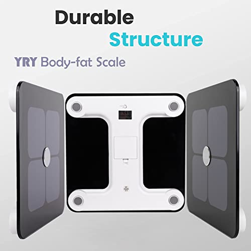 Yry Smart Body Weight Scale Four-Leaf Clover Lucky Scale Bathroom Bluetooth Weight Scale 6Mm High Tempered Glass Large Clear Led Screen 0.44-396Lbs/200G-180Kg - Black #TOP4