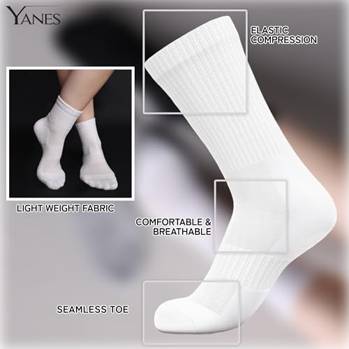 YANES Premium Athletic Unisex Crew Socks for Running, Gym, and Sports, Breathable, Moisture-Wicking Socks for Men and Women3