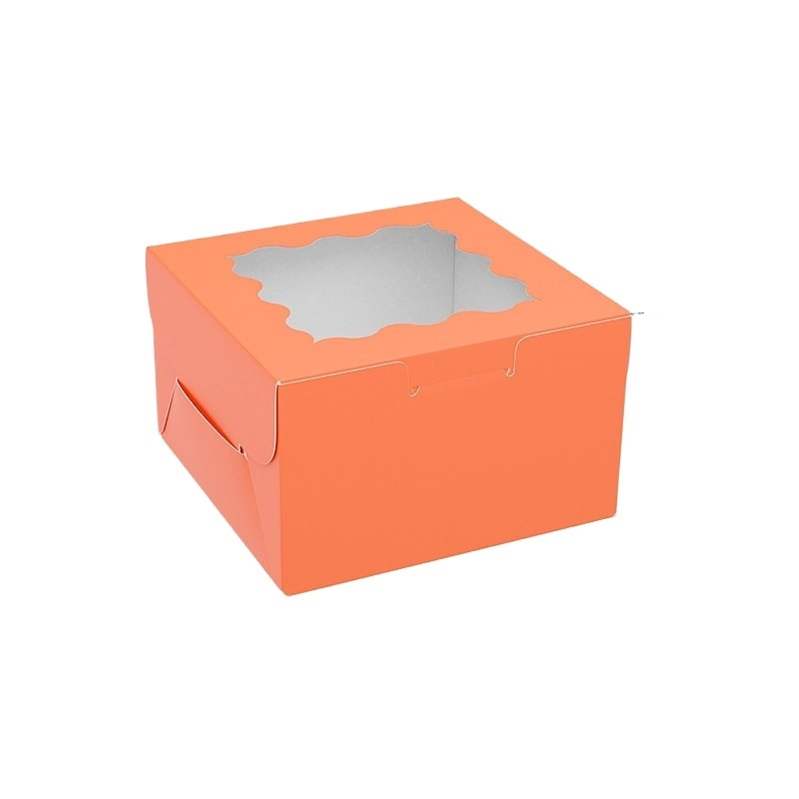 XPJYUA Bakery Boxes with Clear Window StoBag 20pcs Color Kraft Paper Box With Window Small Packaging For Cake Dessert Cookies Doughnut Storage Baking Party Favor(Orange)
