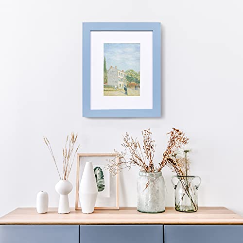 Muzilife 8X10 Wood Picture Frame Flat Display Pictures 5X7 With Mat Or 8X10 Without Mat For Wall Or Tabletop 1Pc, Blue #TOP5