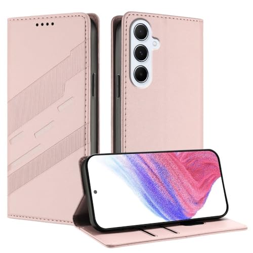 Protection Samsung Galaxy A34 rose étui portefeuille cuir clapet aimanté et fentes cartes