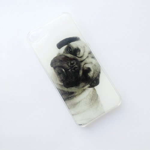CLEAR Snap On Case IPHONE 5 Plastic Cover - LIKE A BOSS pug CLEAR & white puppy dog lover cute vintage