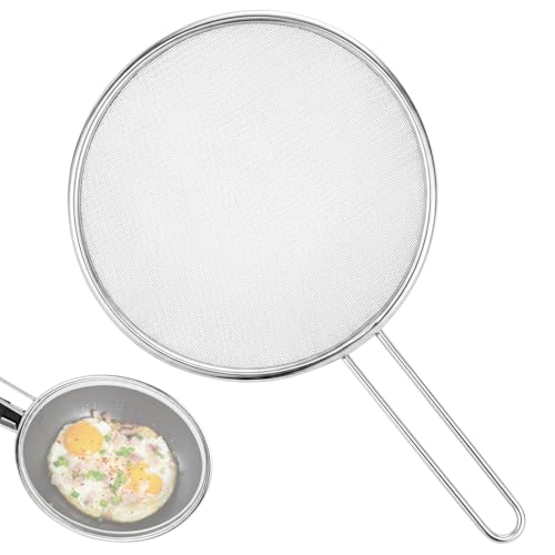Simsky Spritzschutz Pfannen Universal Pfannenspritzschutz mit langem Handgriff Fettspritzschutz für Pfanne & Bratpfannen Öl-Spritzschutz verhindert Spritzen beim Braten