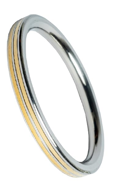 Stainless Steel and Brass Designer 2 Lines Kada for Men 6 mm thickness