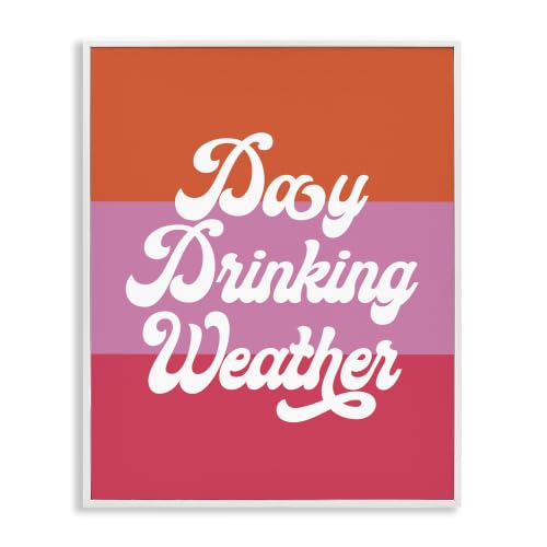 Day Drinking Weather Retro Stripes, 16 x 20 Inch Framed Giclée Print