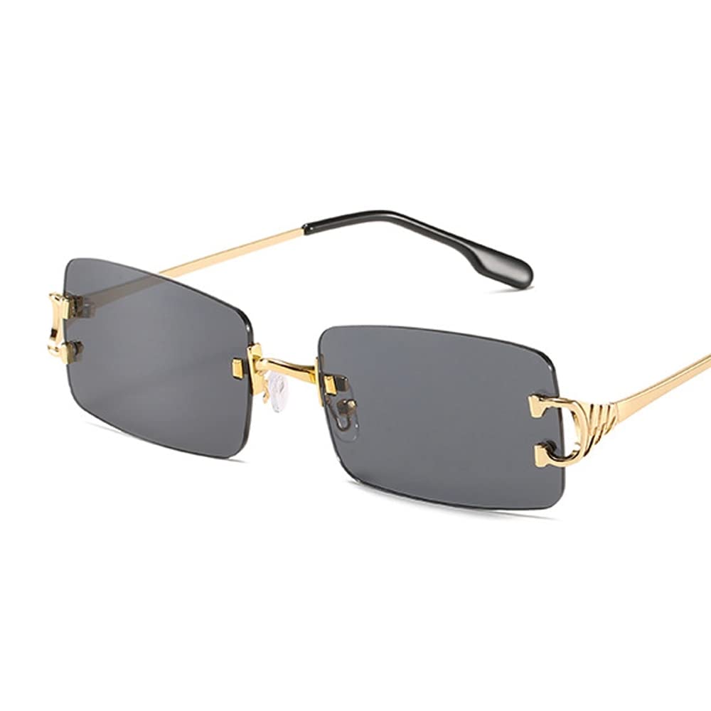 Schmale Sonnenbrille Männer Randlos Sommer Rot Blau Schwarz Rechteckige Sonnenbrille für Frauen Klein