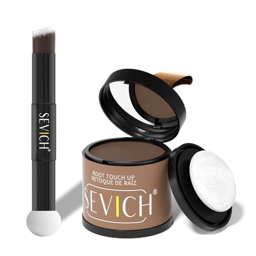Sevich Hairline Powder 10g with Brush, Instantly Conceals Hair Loss &amp; Thinning &amp; Gray, 48H Waterproof Root Touch Up Powder, Natural Hair Shadow Toppers for Women &amp; Men, 1 Box = 2.5 Boxes,Brown