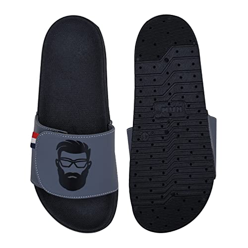 Image of PERY-PAO Mens Comfort Sliders Grey, Sky Blue, Black, White, peach, Neon Green, Olive Green Boys Flip-Flops