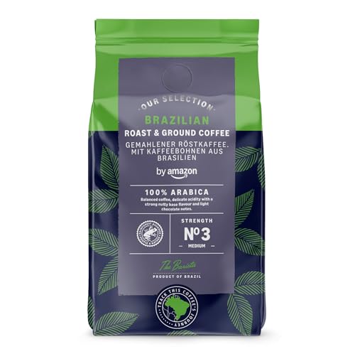 by Amazon Caffè tostato e macinato Brasiliano, Tostatura media, 227g, Confezione da 6 - Certificato Rainforest Alliance