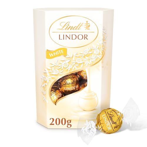 Lindt Lindor White Chocolate Truffles Box - approx. 16 Balls, 200 g - Chocolate Balls with a Smooth Melting Filling