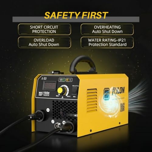 Image of Rilon MAG 160E Gasless MAG /ARC /TIG Lift Inverter Welding Machine | 160A IGBT Synergic Welder | Portable & Lightweight | With Torch, 1kg 0.8mm Wire Spool & Earthing Clamp