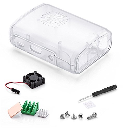 Aukru Raspberry Pi 3 b+ Case Raspberry Pi 3 b+ Fan Raspberry Pi 3 heatsink kit for Raspberry Pi 3 Model B Accessories Pi 2 Model B + Raspberry Pi 3 b+ Case, Cooling Fan, Heat Sink Raspberry Pi 3 b+