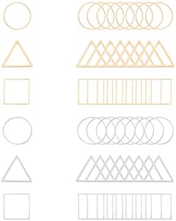 UNICRAFTALE 36pcs 3 Styles 304 Stainless Steel Linking Rings Triangle & Square & Ring Frames Connectors Golden & Stainless Steel Color Jewelry Links for Women Jewelry Making
