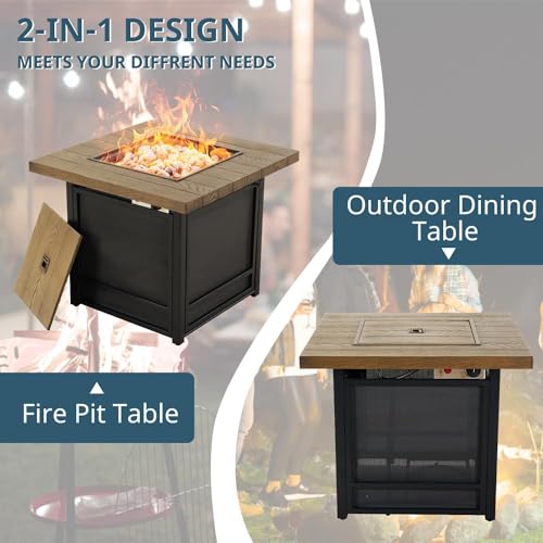 Yangming Propane Fire Pit Table, Outdoor Gas Fire Pits Clearance, 30 Inch 50,000 BTU with Tabletop, Lid, Lava Rocks for Outside Patio, Garden, Deck, Yard - Thumbnail 4
