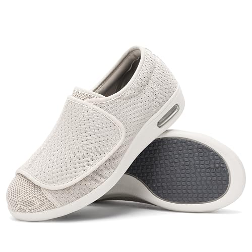 SPR&JOY Diabetic Shoes for Women, Women's Wide Width Elderly Shoes, Lightweight Adjustable Closure Breathable, Swollen Feet Edema Walking Sneakers