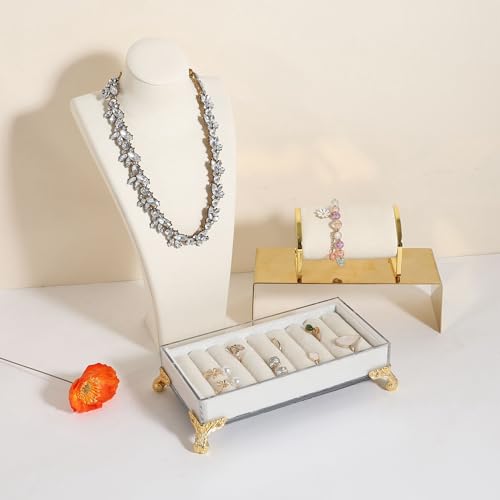 Organisateur de bijoux avec support en velours blanc pour vitrine