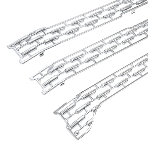 Kuafu 3Pcs Front Grille Inserts Compatible With 2020-2023 Gmc Sierra 2500 3500 Hd At4 Slt Mesh Grill Cover Trim Overlay Silvery #TOP5