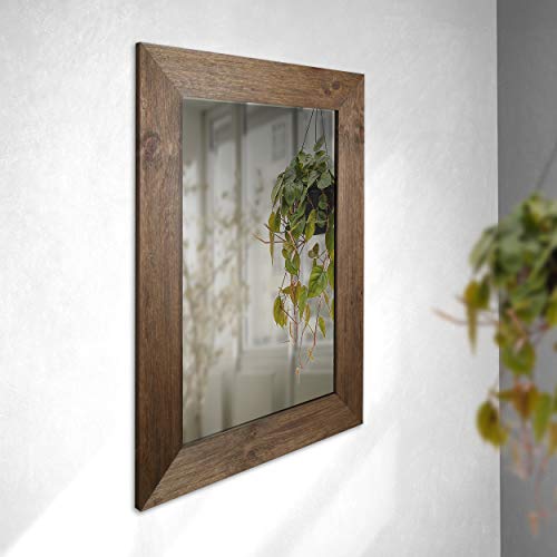 Artmaison Beveled Hanging Wall Mirror With Hand Stained Pine Frame, 34-Inch By 46-Inch #TOP4