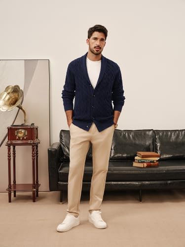 Cardigan en tricot torsadé homme col châle chic en maille texturée unie