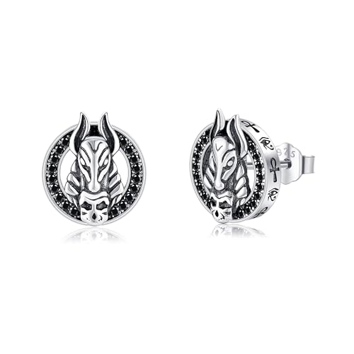 Pendientes de calavera de Anubis en plata de ley para llevar en tu día a día urbano