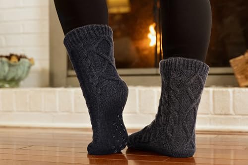 Image of Slipper Socks for Women with Grippers Non Slip, Sherpa Lined Slipper Socks