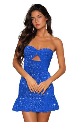 Sparkly Homecoming Dresses for Teens Short Tight Sequin Mini Dress with Bow NA2134