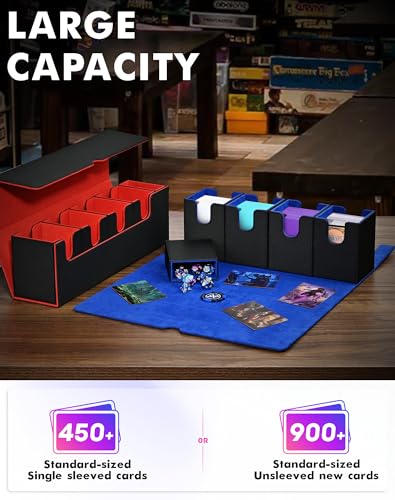 UAONO Card Storage Box with Dice Tray for MTG Yugioh 5 in 1 Card Deck Case Holds 900+ Unsleeved Cards - Image 3