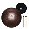 EASTROCK Steel Tongue Drum 10 Zoll 11 Töne, C Key Handpan Percussion Instrument Drum Kit, Panda Tank Drum mit Reisetasche, Notenaufkleber, Fingerpicks, Notenbuch (Coffee) Kit,