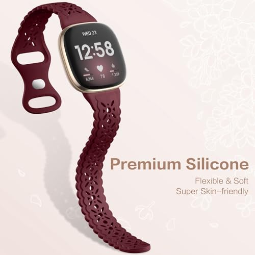 Charlam 4 Pack Lace Silicone Straps Compatible with Fitbit Versa 3/ Versa 4 Straps/Fitbit Sense/Sense 2 Strap - Image 4