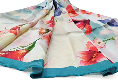 Image of Satin Silk Women's Large Square Floral Fashion Scarf