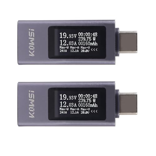 Image of 2Pcs USB C Tester Power Meter Digital Multimeter 4-30V 0-12A LCD Display Type C Voltage Current Tester Monitor, Working Time Ammeter Voltmeter USB Cable Charger Detector, Power Bank Capacity Detector
