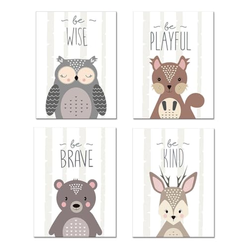 MUNZE Decoración Para Habitación De Bebé - Pósteres Infantiles De Animales Domésticos Y Amigos - Láminas A4. Sin Marco Para Niños Y Niñas.