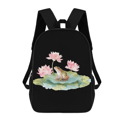 Frog Sitting on Lotuss Leaf Unisex Backpack 17