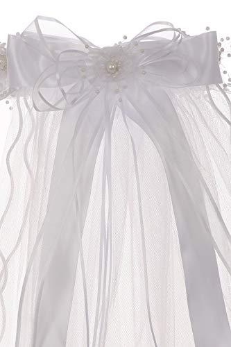 Girls Veil Pearl Holy First Communion White Floral Wreath Veil Headpiece Crown4