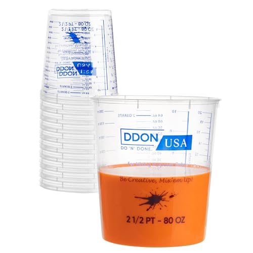 80 Oz Paint Mixing Cups - Pack of 10 Disposable Measuring Cups - Epoxy Mixing Cups Use for Painting, Resin Mixing Cups, Paint Cups for Painting, Epoxy, Art, Graduated Liquid Mixing Ratios on Side